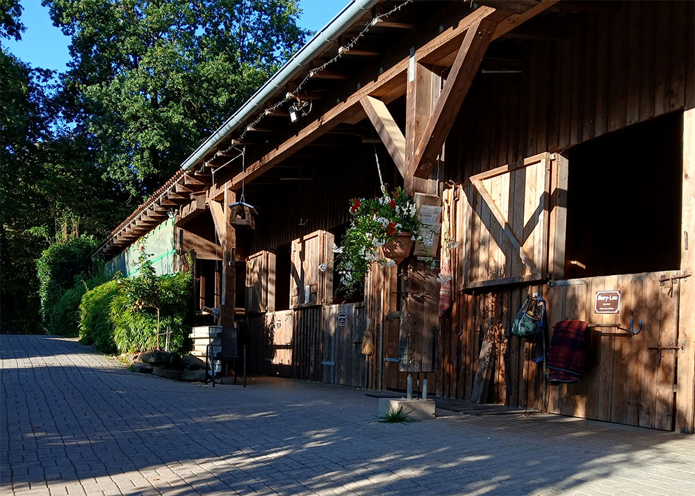 Blick auf die Boxen im Reitstall am Berishof in Flieden